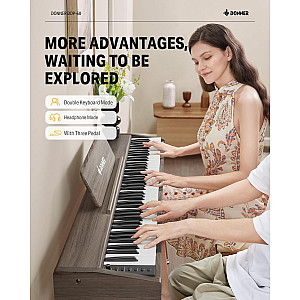 Donner DDP 60 88 Key Semi Weighted Upright Wood Grain Digital Piano, Light Wood Grain